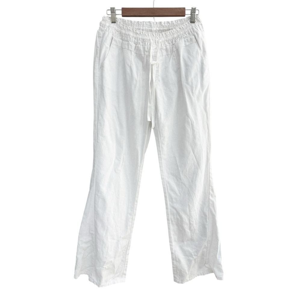 Roxy White Boot Cut Linen Blend Pants